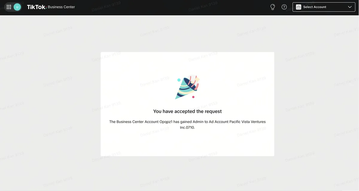 ระบบยืนยันว่า Advertiser ID เชื่อมกับ TikTokShop เรียบร้อยแล้ว